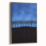 Framed canvas artwork titled "Design 33 Landscapes" showcasing vibrant fields with rich color gradients, accented by a gold frame, adding a touch of elegance to any decor.