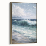 Framed canvas artwork showcasing a vibrant landscape design with gold accents, displayed from a side view to highlight its depth and elegance. Ideal for modern home decor.