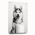 Husky Bathroom Wall Art - Minimalist Black and White Decor