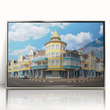 Art deco poster of Namibian landscape in muted earth tones, silver-framed acrylic, suitable for modern art wall decor.