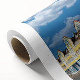 Art deco poster of Namibian scenery on rolled canvas, featuring earth tones, ideal for nursery wall art or dining room decor.