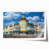 Scenic Namibian landscape on rolled canvas, featuring vast deserts and vibrant twilight hues, ideal for art wall dining room.