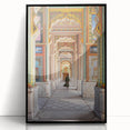 Large abstract wall art depicting a stylized Indian landscape in muted earth tones, acrylic print in a black frame.