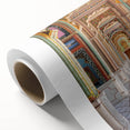 Art Deco poster of Indian scenery in pastel colors on rolled canvas, ideal for nursery wall art.