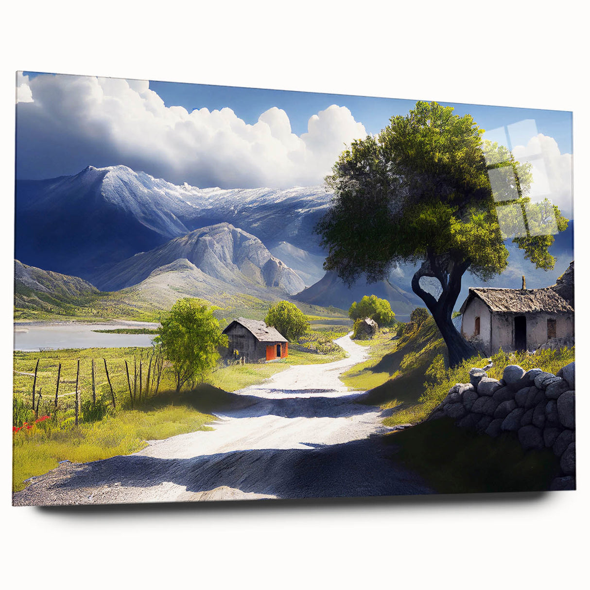 Large abstract wall art of a European scenery in Albania, printed on acrylic glass.