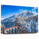 Acrylic print of a European landscape depicting rolling hills and quaint villages in soft earth tones.
