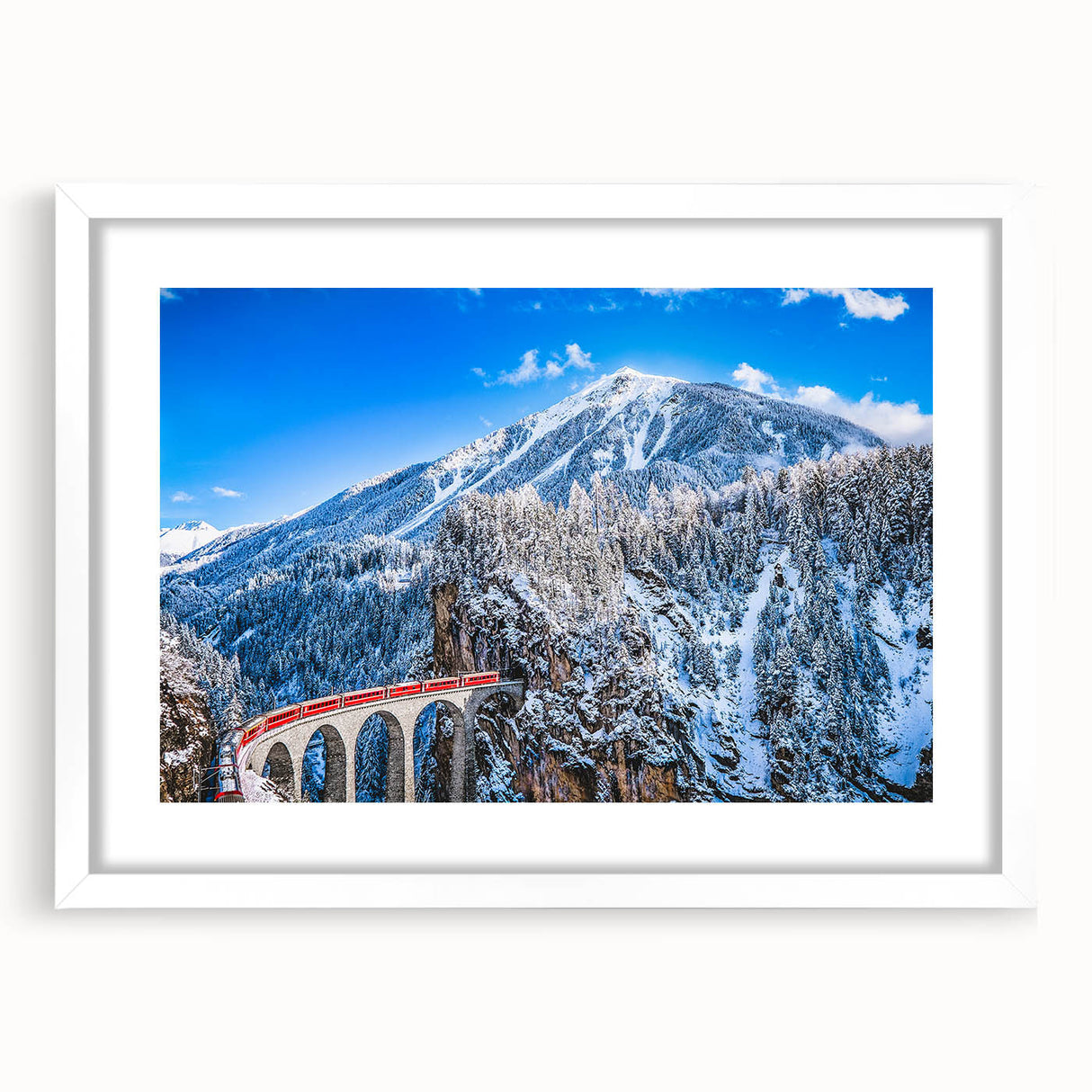 Textured abstract art print of a European scenery in muted earth tones, framed in white, ideal for bedroom decor.