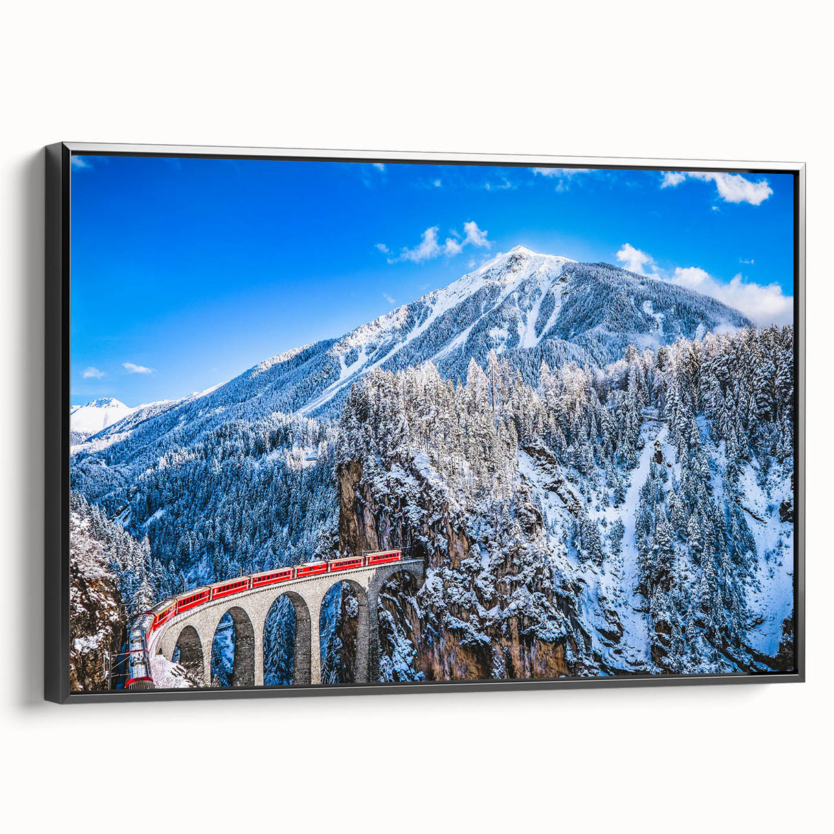 Black and white landscape art painting of a vintage Austrian scenery on framed canvas, ideal for bedroom wall decor.