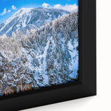 Extra large framed canvas featuring a textured depiction of a European scenery in Austria.