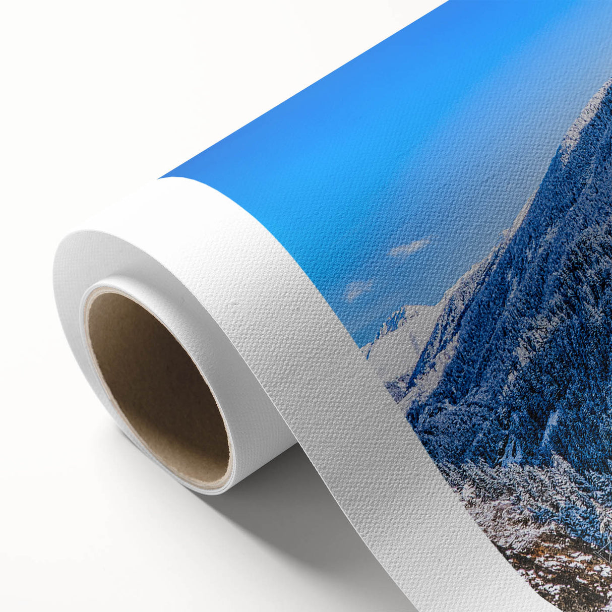 Art Deco poster of European scenery in Austria on rolled canvas, in muted earth tones, suitable for nursery wall art.