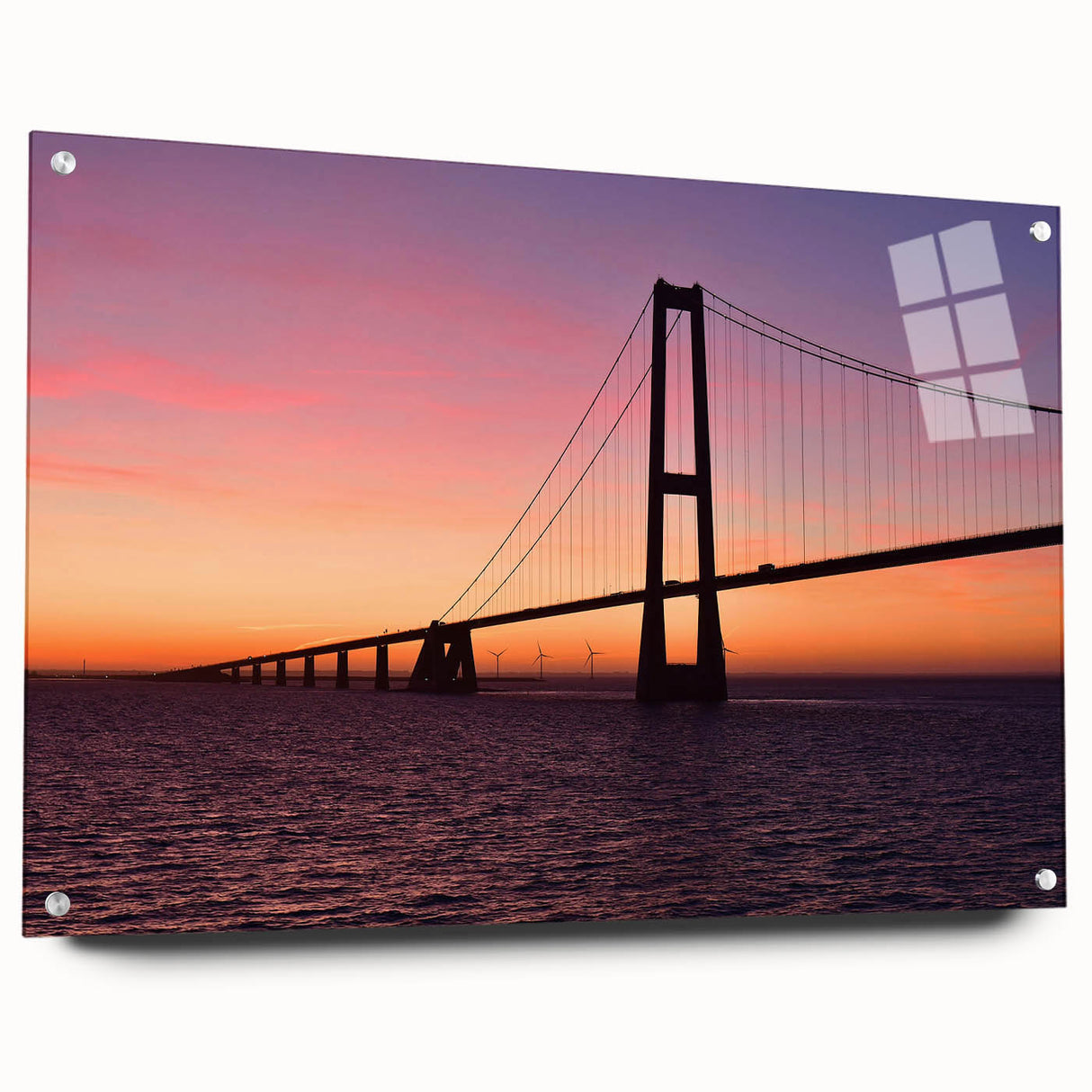 Acrylic glass print of a European landscape, featuring muted earth tones, ideal for dining room decor.