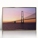 Art deco poster of a European Denmark scenery in gold frame on acrylic, ideal for modern nursery wall decor.
