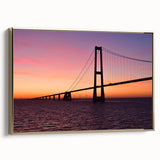 Framed canvas depicting a vintage-style landscape of Denmark with muted gold and black tones, ideal for bedroom wall decor.