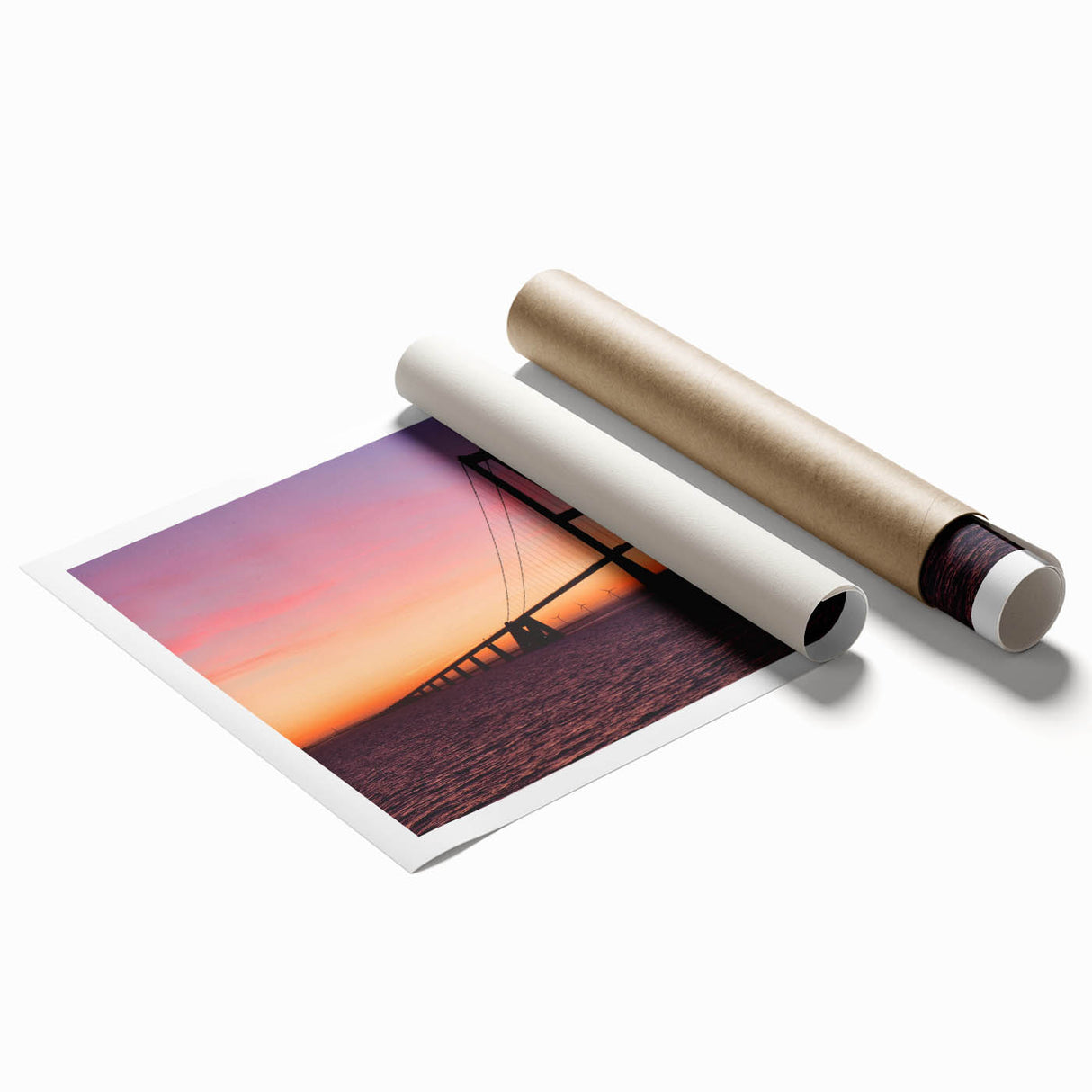 Extra large rolled print of a Danish landscape featuring muted green and brown tones, ideal for classy bathroom wall art.