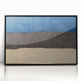 Large abstract wall art featuring a mid-century modernist depiction of a European Estonian landscape in muted earth tones on…