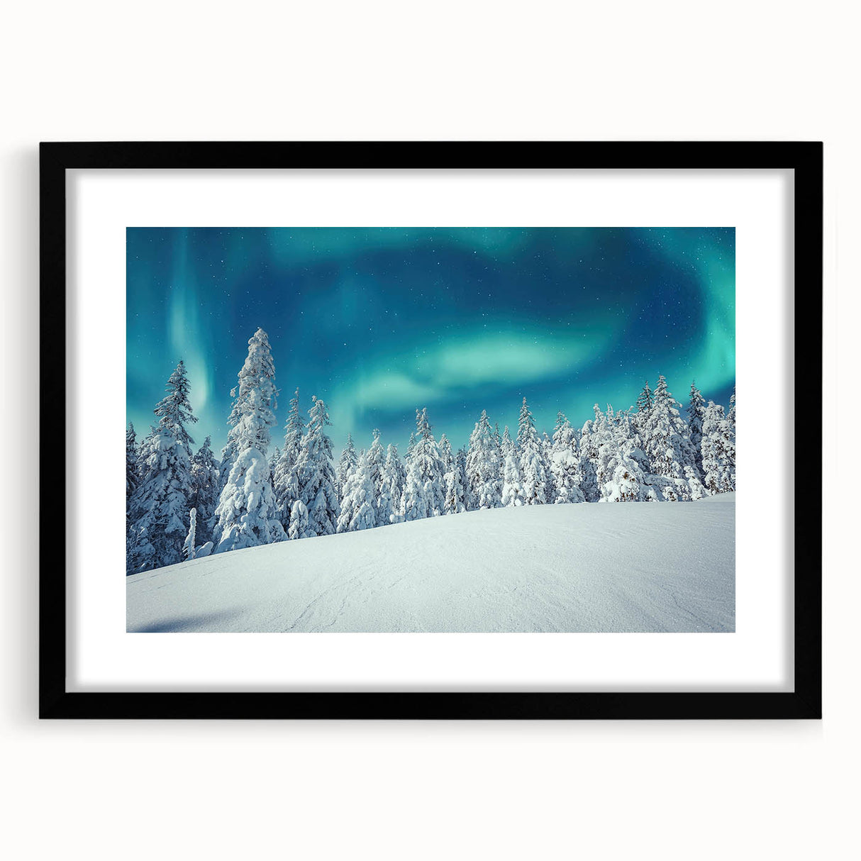 Extra large abstract art print featuring a textured, colorful depiction of a European landscape on a framed black mat.