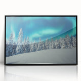 Large abstract wall art depicting a serene Finnish landscape in muted earth tones, framed in black acrylic.