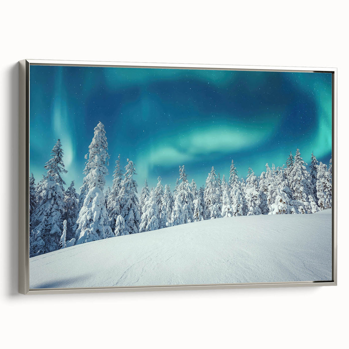 Framed canvas of a vintage-style landscape painting featuring a serene Finnish scenery in muted earth tones.