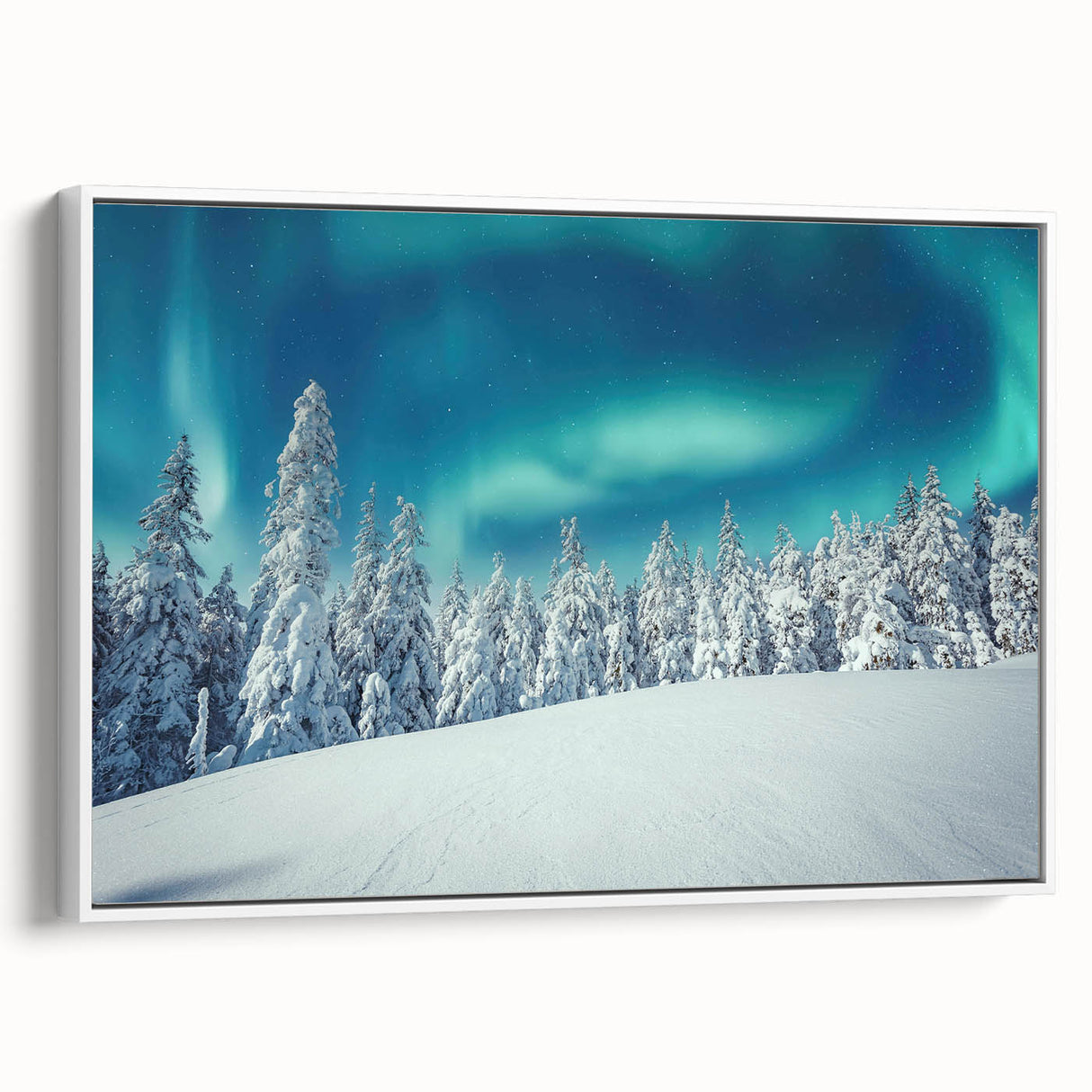 Vintage poster art of a scenic Finland landscape on framed canvas, with colorful art in extra large size.
