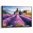 Black and white vintage poster art of a Provence landscape on framed canvas, suitable for bedroom wall decor.