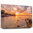 Large abstract portrayal of a South France scenery on acrylic glass, using muted earth tones, ideal for dining room art.