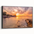 Black and white framed canvas of a vintage South France landscape, ideal for bedroom wall art.