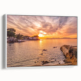 Vintage poster art of a scenic South France landscape in vibrant colors on extra-large framed canvas.