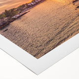 Art deco poster featuring a serene South France landscape in muted pastel colors on rolled canvas.