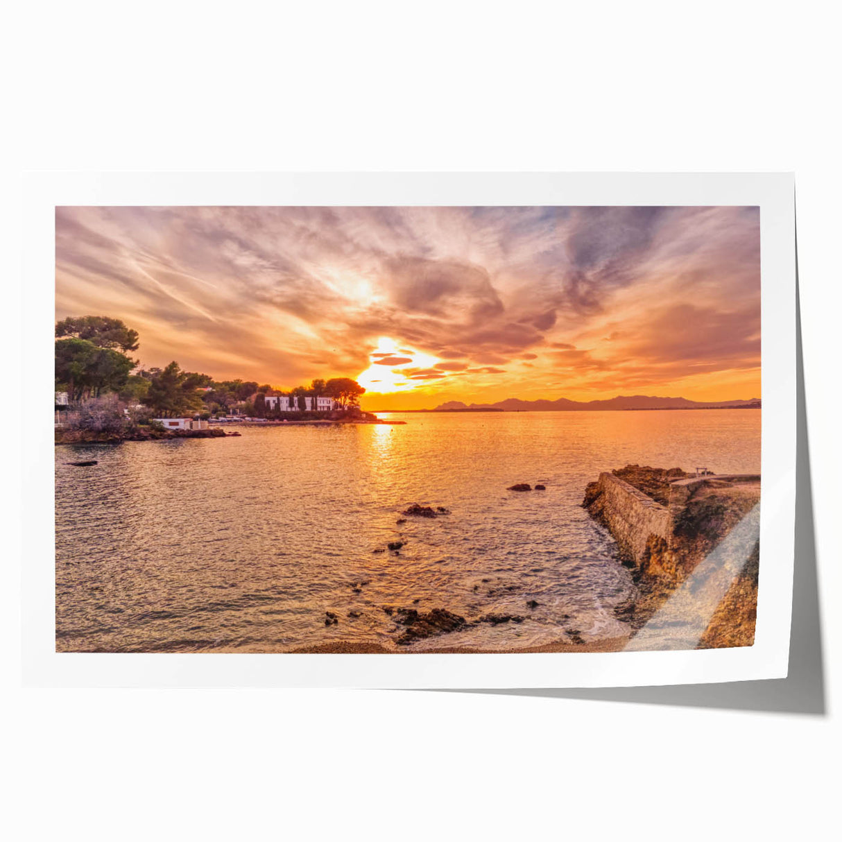 Extra large rolled print of a serene French countryside scene with vibrant green and floral elements.