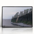 Large abstract wall art depicting a European Lithuanian landscape in muted earth tones on a framed acrylic.