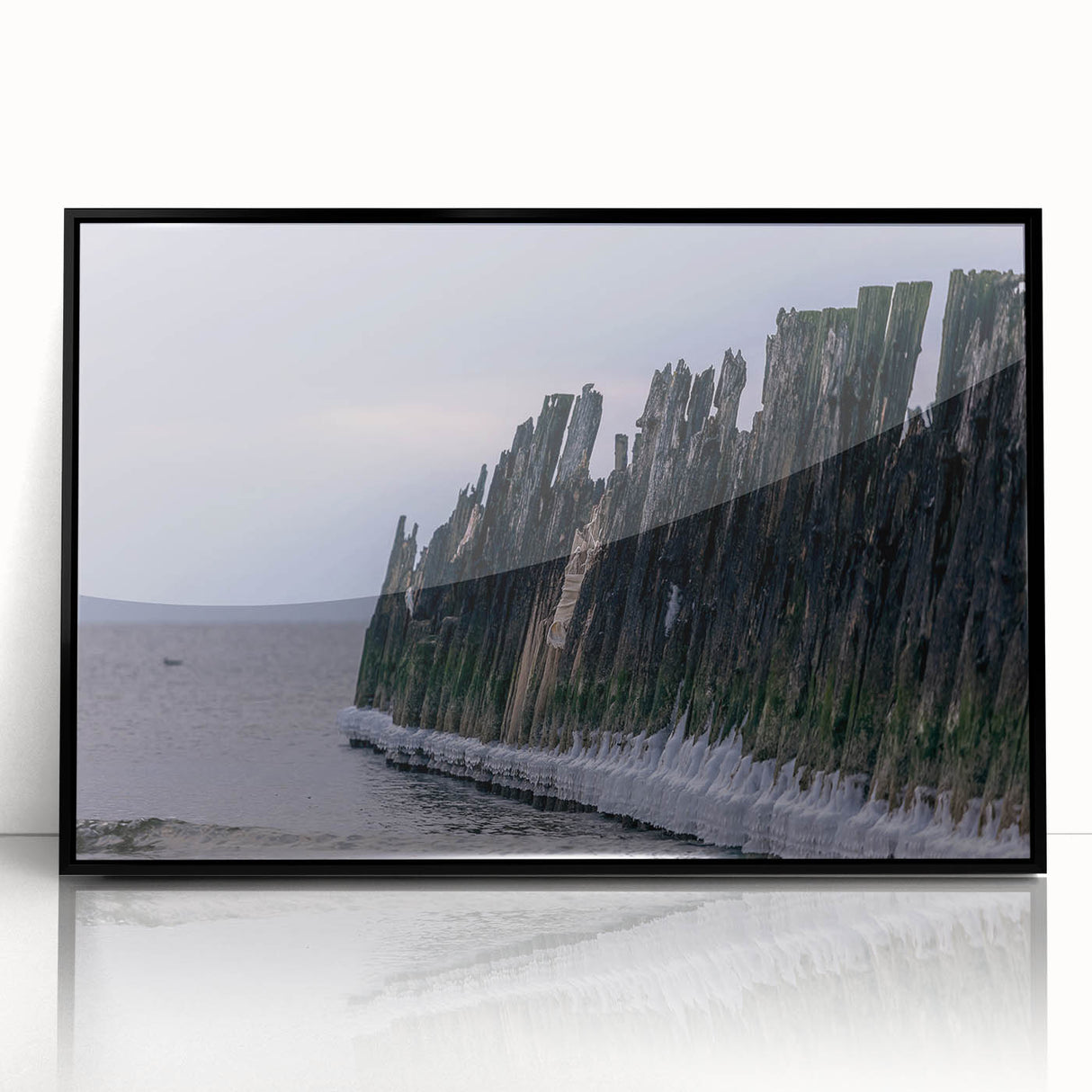 Large abstract wall art depicting a European Lithuanian landscape in muted earth tones on a framed acrylic.