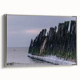 Landscape art painting of a Lithuanian scenery on framed canvas, featuring muted earth tones, ideal for living room decor.