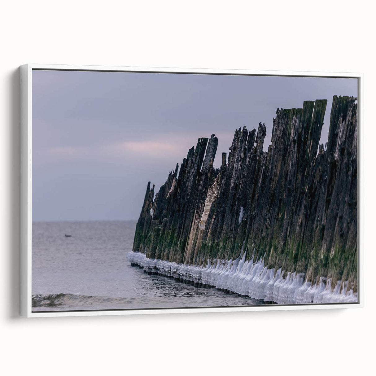 Vintage poster art of a European Lithianian scenery on a framed canvas, featuring colorful art with black borders.