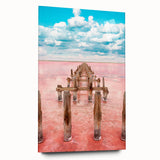 Large abstract wall art depicting the Yucatán scenery in blue and green tones on acrylic glass.