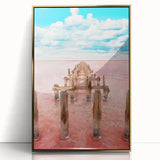 Framed acrylic print of Yucatan scenery in gold tones, ideal for modern art wall decor.