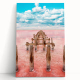 Black and white large art print of Yucatan scenery on stretched canvas, ideal for kitchen wall art or bedroom ambiance.