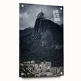 Acrylic print of a large abstract depiction of a Brazilian landscape in vibrant greens and blues.