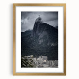Extra large abstract art print of a textured Brazilian landscape in muted earth tones, framed in gold.