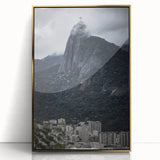 Framed acrylic print of a South American landscape in gold tones, ideal for modern art wall decor.