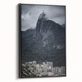 Black and white vintage poster art of a Brazilian landscape on framed canvas, suitable for bedroom wall decor.