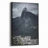 Black and white vintage poster art of a Brazilian landscape on framed canvas, suitable for bedroom wall decor.