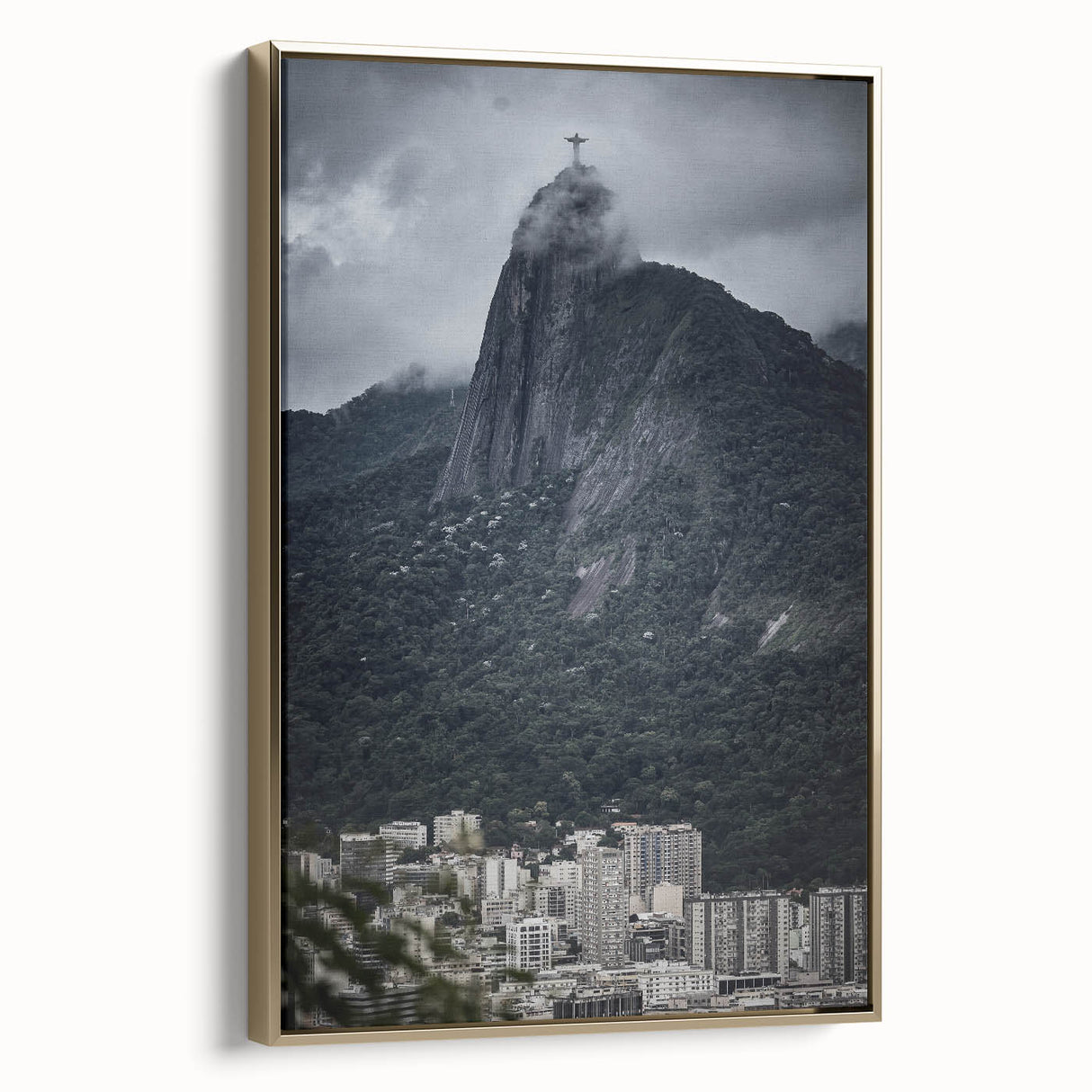 Framed canvas depicting a vintage-style Brazilian landscape in muted earth tones, ideal for bedroom wall art.