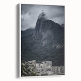 Vintage poster art of a Brazilian landscape in vibrant colors on a large framed canvas, ideal for living room decor.