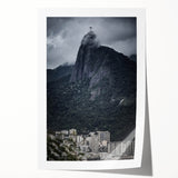 Extra large rolled print of a Brazilian landscape with vibrant green and blue tones, ideal for dining room wall art.