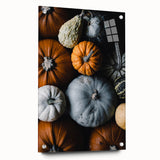 Large abstract wall art on acrylic glass depicting autumnal shades, ideal for bedroom or dining room decor.