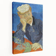 Vincent van Gogh-inspired oil painting on stretched canvas depicting a starry night in vibrant blue and yellow tones.