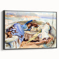 Romanticism Art: Two Figures in a Boat by Sargent - Scenic Canvas