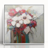Abstract floral design framed in acrylic, showcasing vibrant colors and intricate patterns, ideal for modern home decor. Perfect for adding elegance to any space.