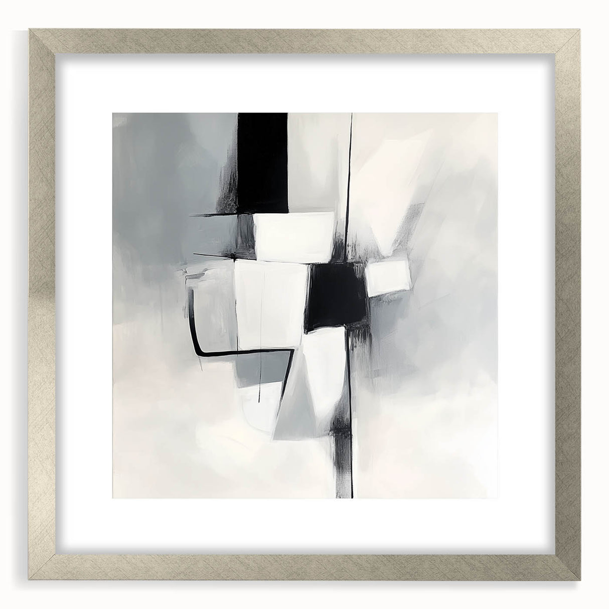 Geometric Abstract Wall Decor – Modern Black & White Canvas Design