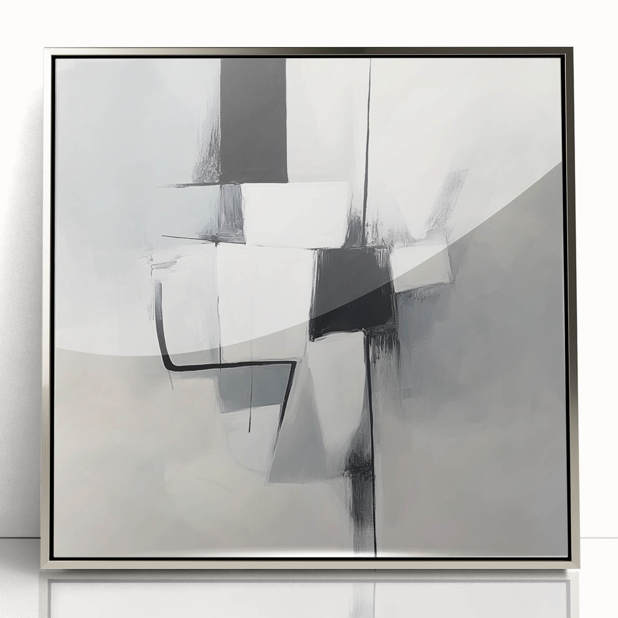 Geometric Abstract Wall Decor – Modern Black & White Canvas Design
